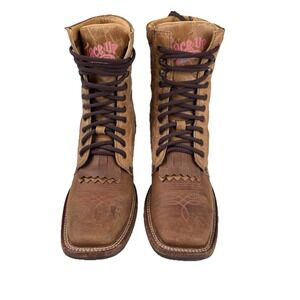 Tombstone Arena Queen Rodeo Square Toe Women's Leather Boots US Size 9.5